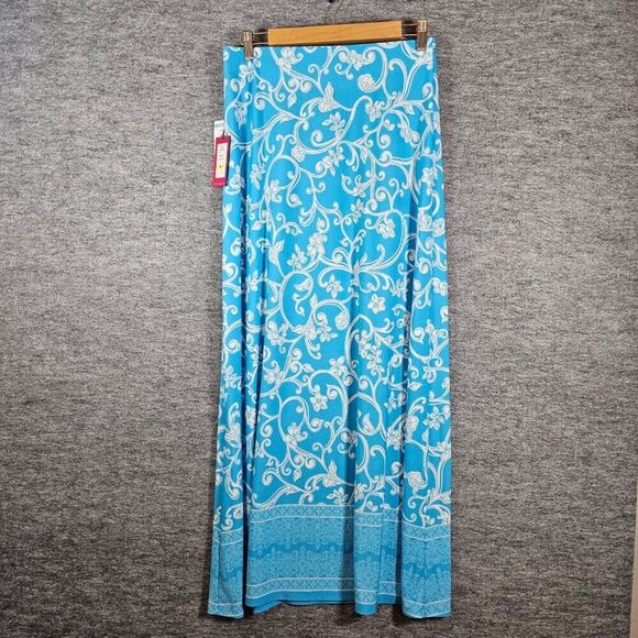 Vince Camuto Floral Print Maxi Skirt Blue 1X - Picture 1 of 5